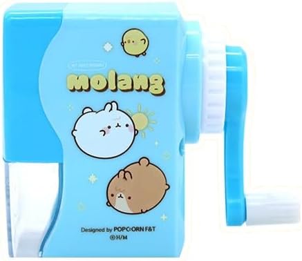 ADDY & PLUSY MOLANG - Sacapuntas de bonito diseñomanual, sacapuntas de oficina, suministros para estudiantes, regalo para niños (azul)