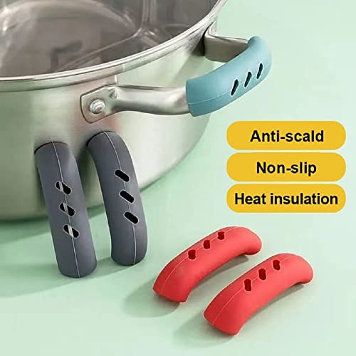 2Pcs Silicone Anti-Scald Pot Handle Cover - 2023 New Non-Slip Silicone Pot Handle Sleeve, Assist Handle Holders Set, Heat Resistant Potholder Cookware Handle Covers For Kitchen Use (1 Pair - Grey) #TOP4