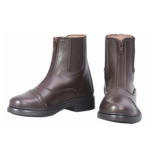 TuffRider Children's Starter Front Zip Paddock Boots, Mocha, 3