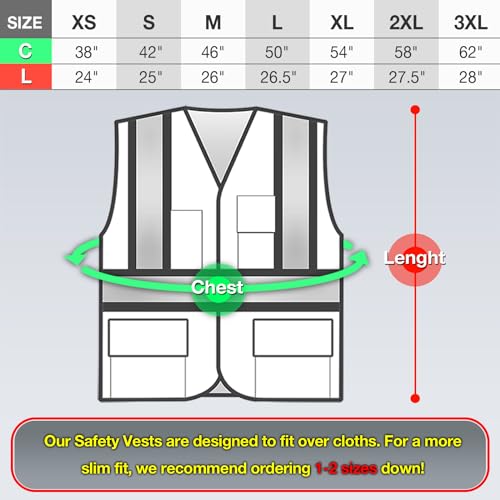 Image of KAYGO Reflective High Vis Safety Vest with Pockets for Men and Women KG0100 | Breathable Polyester Lightweight, Two-Tone, for Construction, Warehouse, Surveying, Cycling, Machine Washable