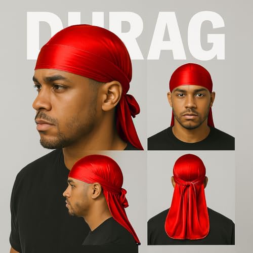 Image of Premium Durag Pack for Men, Silky Doo Rag Cap for 360 540 720 Waves
