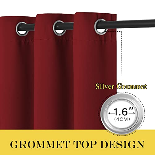 NICETOWN Burgundy Red Blackout Curtains for Bedroom/Living Room 132 Inch Length - Thermal Insulated Room Darkening Grommet Top Window Curtains (100 by 132 - Inch, 1 Panel)