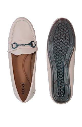 Image of Pluxh Women's Classic Ballet Flats with Metal Detail | Soft Padded Slip-On Shoes | Lightweight Comfort Footwear | Flexible Sole | Office, Casual