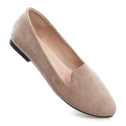 Image of Dear Time Women's Casual Loafers Flats Comfortable Round Toe Dress Shoes Slip On Ballet Flats for Women Work Office Shoes