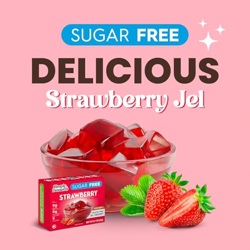 Simply Desserts Sugar-Free Strawberry Jel, 6-Pack – Vegan Dessert, Keto Snacks, Diabetic Friendly & Kosher, 1.7 Oz Ea