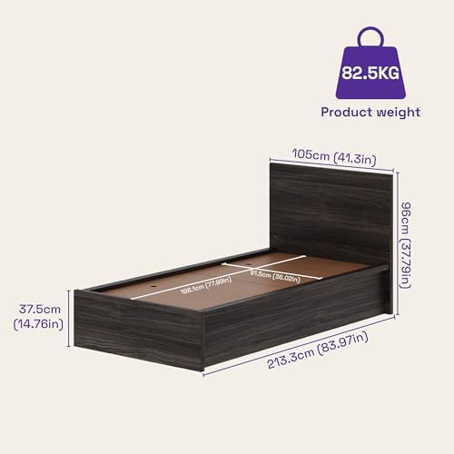 Image of Wakefit Bed | 3 Yr Warranty | Single Bed Size, Comes with Storage Box, Noise-Free, Density: 680-750 kg /m, Termite & Borer Resistant, Fits Mattresses Up to 8 inches (Centaur 78 x 36 - Wyoming Maple)