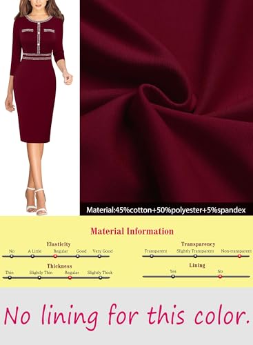 Image of VFSHOW Womens Button Crew Neck Wear to Work Office Business Casual Church Party Slimming Fitted Bodycon Pencil Sheath Dress