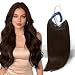 Sunny 14inch Invisible Halo Hair Extensions Color Dark Brown #4 No Glue Remy Human Hair Extensions 80g 11" Width
