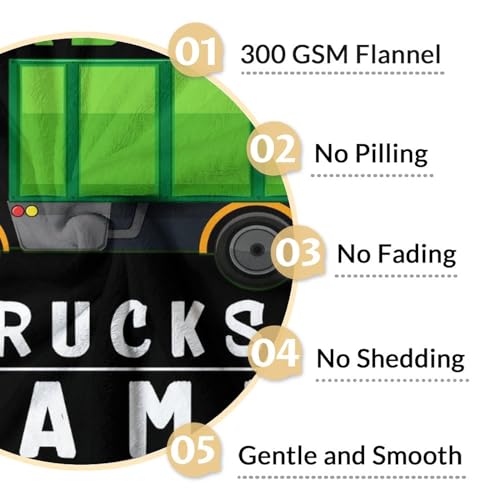 Mercuryelf Custom Garbage Truck Blanket Gift - 40x50 Inches Funny Throw Blankets for Boys - Black Soft, Fuzzy & Warm Throws for Travel, Office