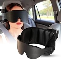 SARISUN Travel Pillow, Car Pillow with 3D Eye Mask for Sleep, Head Support Strap for Car Seat, Travel Accessories, Neck Pain Relief, Stop Bobblehead, Black