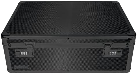Vaultz Storage Lock Box - 6.5 x 23 x 13.5 Inch Lockable Dorm Storage Trunk with Combination Lock - Briefcase, Medicine Box, Lock Boxes for Personal Items, Cash, Laptop - Black on Black