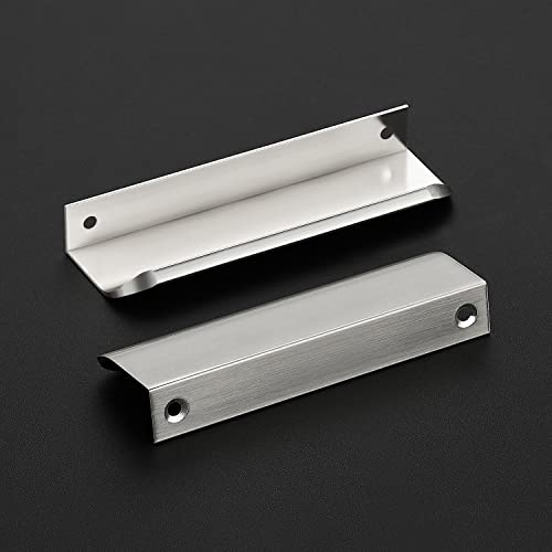 Image of Ravinte Silver Finger Edge Pulls Drawer Edge Pulls 120mm /4.72 inch 1 Pack | Concealed Handle Style, Low-Profile Finger Grip, Cabinet Edge Mount, 150mm /5.9 in, For Cabinets, Drawers, Cupboards, Kitchen