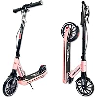 RYDR Foldable Kick Scooter for Kids Ages 8-12, Teens & Adults – Lightweight Two-Wheel Push Suspension Scooter with Adjustable Height Handle, Hand Brake, 200mm Wheels – for Boys, Girls, Age 6+ (PINK)
