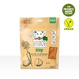 VEGDOG Jerkeys hypoallergener Snack für Hunde (9 x 80 g) | leckeres Aroma mit Buchenholz Rauch | Belohnungssnack für Allergiker mit Karotte und Gemüse