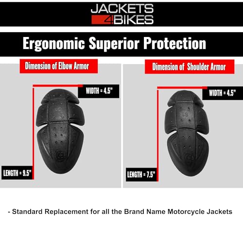 Image of Jackets 4 Bikes Motorcycle Jacket Armor 4 PC CE Certified Level 1, Universal Fit, Shoulder Elbow 4PC Set Black