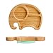Mamimami Home Piatto per bambini in bambù, piatto per bambini antiscivolo con ventosa, piatto per merenda elefante Piatto per bambini 丨 Segmentato 丨 I bambini imparano a mangiare