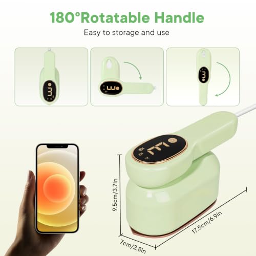 Image of Smart Travel Steamer for Clothes, 1200W Handheld mini travel Steam All-in-One Portable Steamer Iron with LCD Display, 3 Steam Modes & 5s Fast Heat-up, Garment Steamer for Travel (Green)