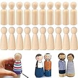 LIULINY 20 Stück Holzfiguren Zum Bemalen, Lackierbar Holzfiguren Groß zum Bemalen 90 mm, Blank Holzkegel Figuren (10*Männlich +10*Weiblich), Holz Figuren DIY Und Basteln für Weihnachten Hochzeit