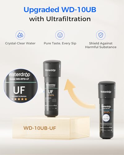 Waterdrop 10UB-UF 0.01 μm Ultra Filtration Under Sink Water Filter System, Reduces Lead, Chlorine, Bad Taste & Odor, 1 Year, with Dedicated Brushed Nickel Faucet, USA Tech