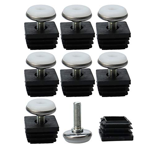 Kit de inserciones de tubo cuadrado y patas ajustables de 25x25 mm Sourcingmap 2