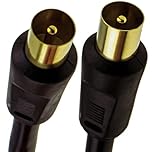 kenable RF Coaxial Cable RG6 TV Aerial Lead Male to Male Plug Gold Plated Connectors Shielded 75 Ohm Freeview HD Black 1m