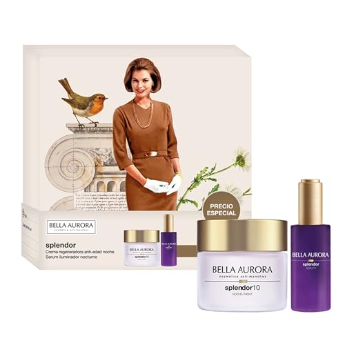 BELLA AURORA - Pack Antiedad Splendor Noche, Crema Noche 50 ml + Sérum Iluminador Noche 30 ml,...
