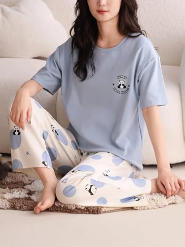 Image of Louis Luxe Womens Korean Night Dress || Full Pyjama Set || Korean Nightsuit || Women Nightwear ||Round Neck Full Sleeve Nightsuit || Loungewear || Everyday Nightdress