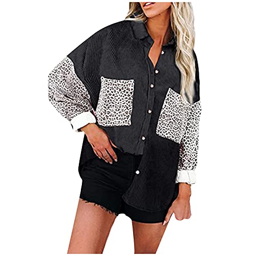 Manteau léopard femme velours côtelé contre le froid avec style grâce au col boutonné protecteur