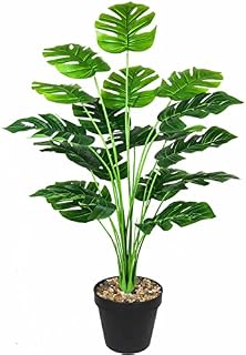 AIVORIUY Artificial Plants Indoor Fake Turtle Tree 75cm Tall in Plastic Pot with Green Leaves Faux Tropical Jungle Monstera Potted for Home House Outdoor Office Garden Decoration (Green)