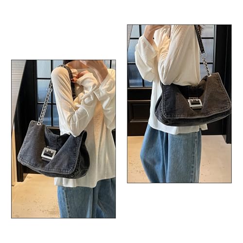 Stylish Denim Tote Bag for Women, Jean Purse Designer Handbag with Adjustable Strap2