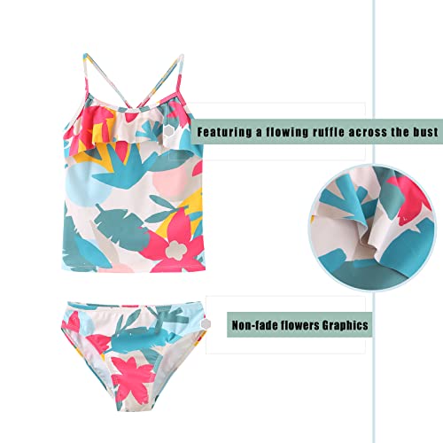 Image of Girls Two Piece Swimsuits Tankini Bathing Suit for Kids Hawaiian Swimwear Set 3-16 Years