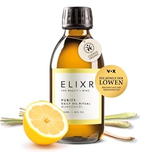 ELIXR – Purity Mundziehöl mit Zitronen- & Lemongrasöl – ayurvedische Mundspülung pflegt auf natürliche Weise – bekannt aus die Höhle der Löwen – zertifizierte Naturkosmetik aus Deutschland (200 ml)