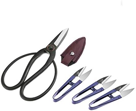 ZELARMAN Bonsai Pruning Scissors Set-Include 7" Black Bonsai Shear and 4" Mini Bonsai Pruning Scissors for Trimming Buds,Leaves & Small Branches