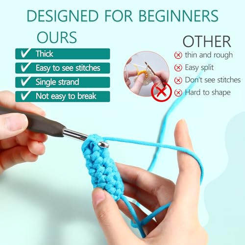Image of Timgle 18 Pack Beginners Crochet Yarn Cotton Yarn for Crocheting and Knitting with Easy to See Stitches Cotton Nylon Blend Yarn for Crochet Kit Making(Vivid Colors)