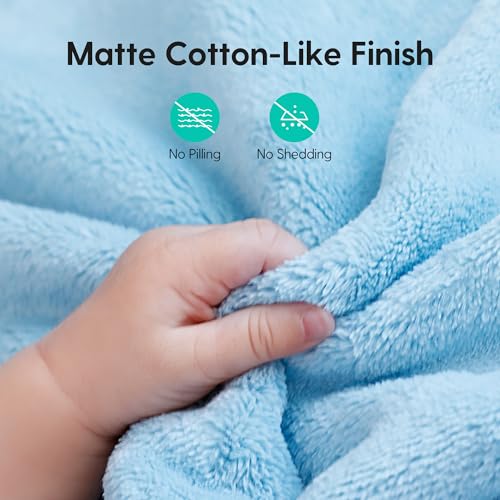 Image of Baby Blanket for Girls and Boys, Soft Milky Plush Blankets for Newborns and Toddlers, 50x50 Inch Large Square Baby Blanket for Boys and Girls, Blue