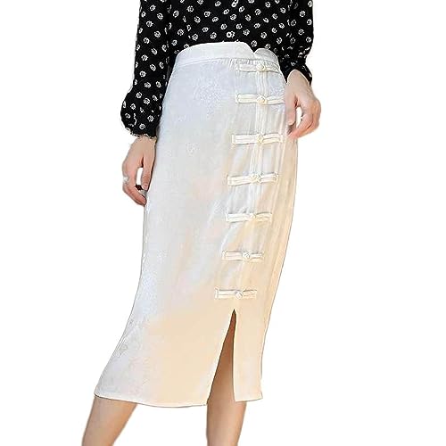 Jupe en soie jacquard style chinois rétro avec boucle chic