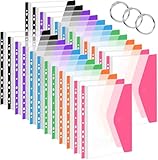 Vakki Dokumententasche A4, 6 Farben 24 Stück Transparent Dokumententasche A4, Erweiterbare Wasserdicht Dokumenten Mappen Abheftbar mit Klettverschluss, Etikettentasche für Organisieren von Dokumenten