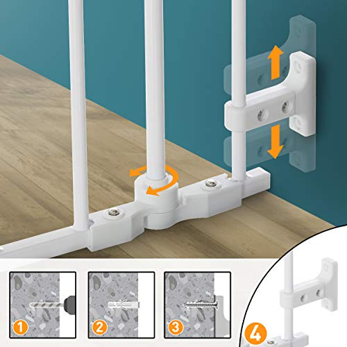 KingSo 80 inch Auto Close Baby Gate Super Wide Safety Gate Foldable Extra Wide 33-80 inch Walk Thru for House Stair Doorways Hallways Include Hardware Mounts(30\" Tall, White)