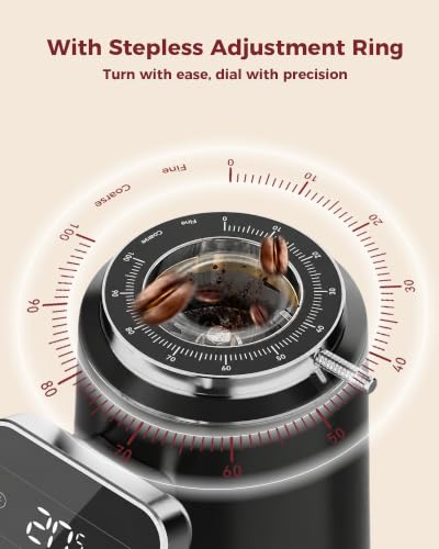Image of Tuni G3 64mm Flat Burr Coffee Grinder with 100 Grind Settings, Black