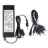 AC to DC 12V 5A Power Supply Adapter with 9 Way Splitter Cable for CCTV Security Camera DVR NVR Led UL Listed FCC