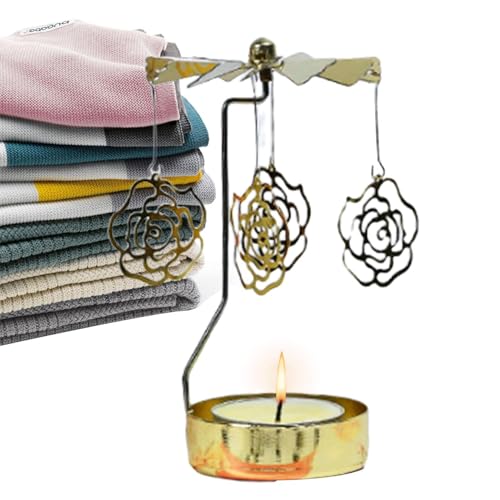 Portavelas Giratorio - Portavelas Giratorio térmico - Vela giratoria de la decoración del sueño de la Linterna, sostenedor Ligero de la luz del té Metal de la Vela tealight Que Gira