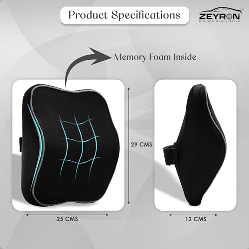 Image of Premium Car Neck Rest Pillow with 3-Year Warranty | Ergonomic Memory Foam Neck Pillow for Car | Exquisite Neck Rest with Elegant Packaging | Black with Grey Piping (Pack of 1)