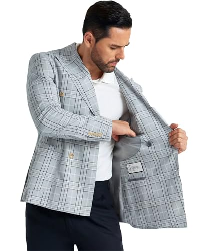 Men's Suit Jacket Blazer Casual Plaid Stripe Slim Fit Sport Coats Blazers Double Breasted Mens Tuxedos Jackets4