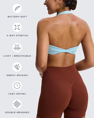 Image of Aoxjox Women's Workout Halter Sport Bras Fitness Rosie Bra Yoga Crop Tank