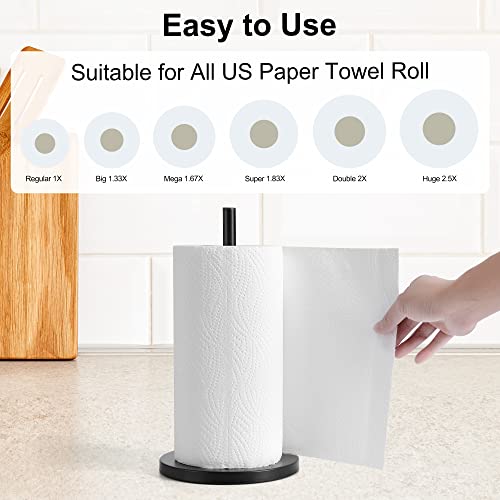 Paper Towel Holder Countertop,Black Paper Towel Holder Stand With 6.7Inch Diameter Large Base For All Kitchen Paper Roll #TOP1