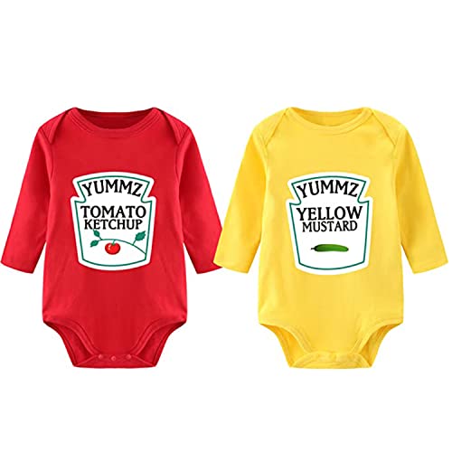 culbutomind Body Bébé Jumeaux Yummz Tomato Ketchup Naissance Vêtement Fille Garçon Cadeaux Manches Longues Jumeau Pyjama(RY L 9m)