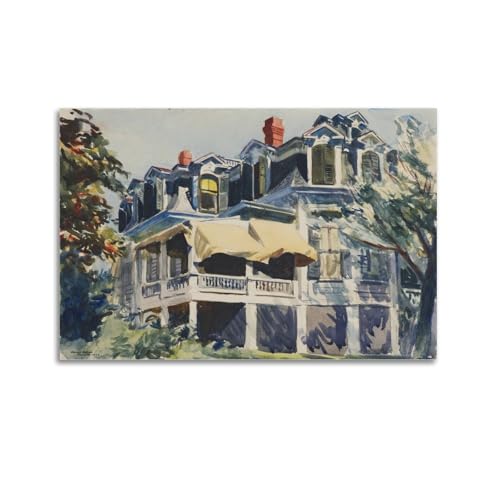 Edward Hopper Malkunst, das Mansardendach, ästhetischer Druck, Kunstdruck, Leinwand, moderne Schlafzimmerdekoration, 20 x 30 cm