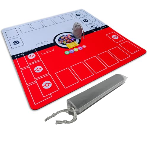 Extalas Playmat for Trading Card Game – 2-Player Trainer Mat with 31 Damage Counters and Professional Storage Bag