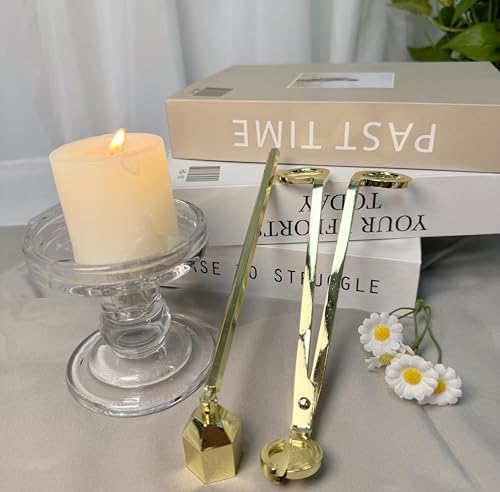 Candle Accessory Set Wick Trimmer Cutter Accessories Candle Kit Snuffer Wick Dipper Care Kit Dipper Extinguisher Lover Stainless Steel Care Wick Scissor Candle Gift Set For Candle Lovers (Gold)
