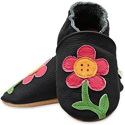 iEvolve Baby Shoes Baby Toddler Soft Sole Prewalker Baby First Walking Shoes Crib Shoes Baby Moccasins(Black Flower, 12-18 Months) — view 2